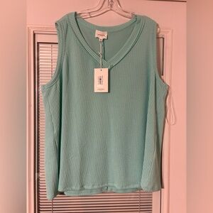 Andrée Ribbed Tank Top in Mint Turquoise
